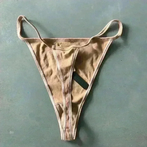 Skims NWT Women's Ochre Logo Pointielle T-String Thong Size XL - Picture 6 of 8